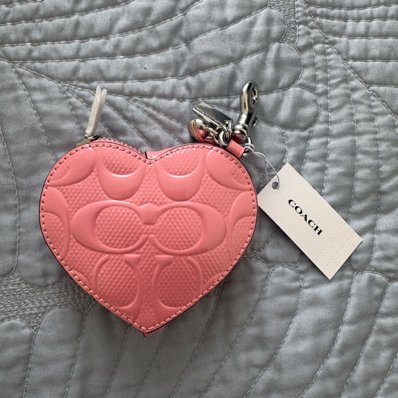 Coach Handbags - Coach Pink Embossed Heart Keychain